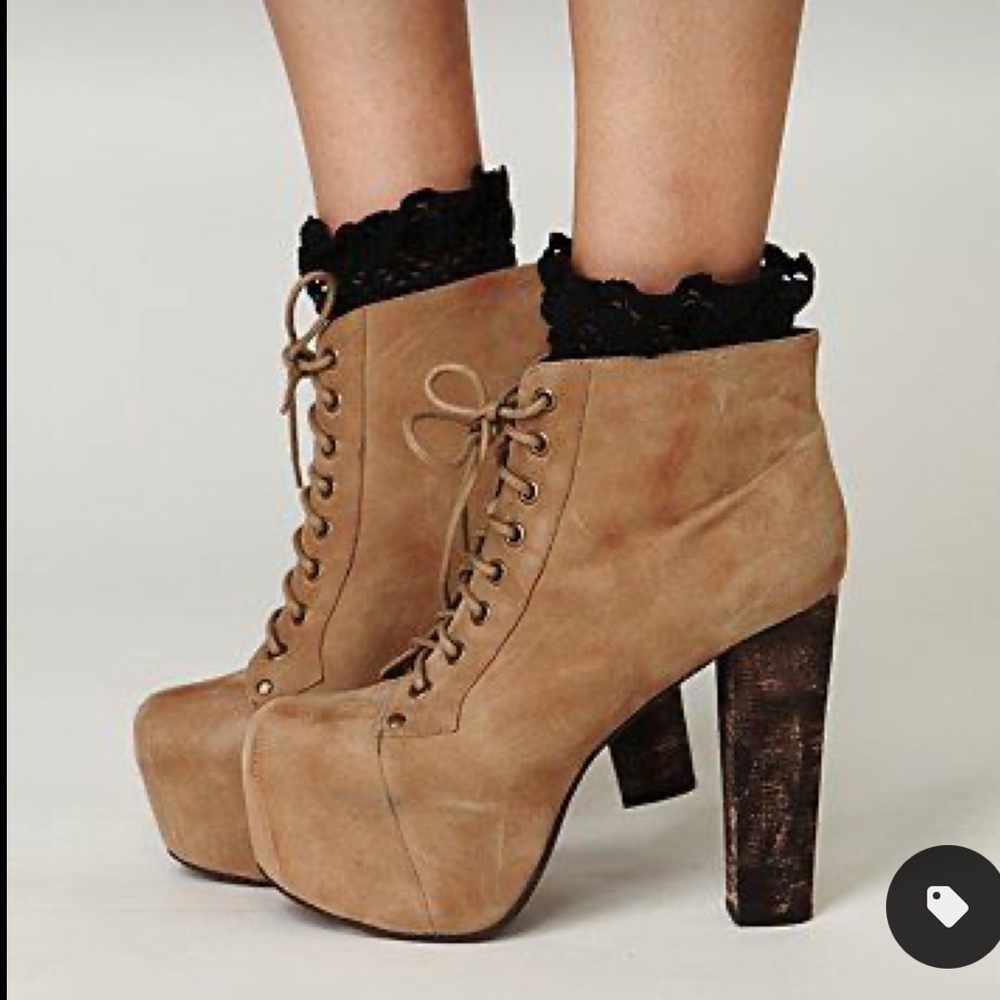 Jeffrey Campbell Lita Suede browb Block/ Chunky Long Laces Bootie